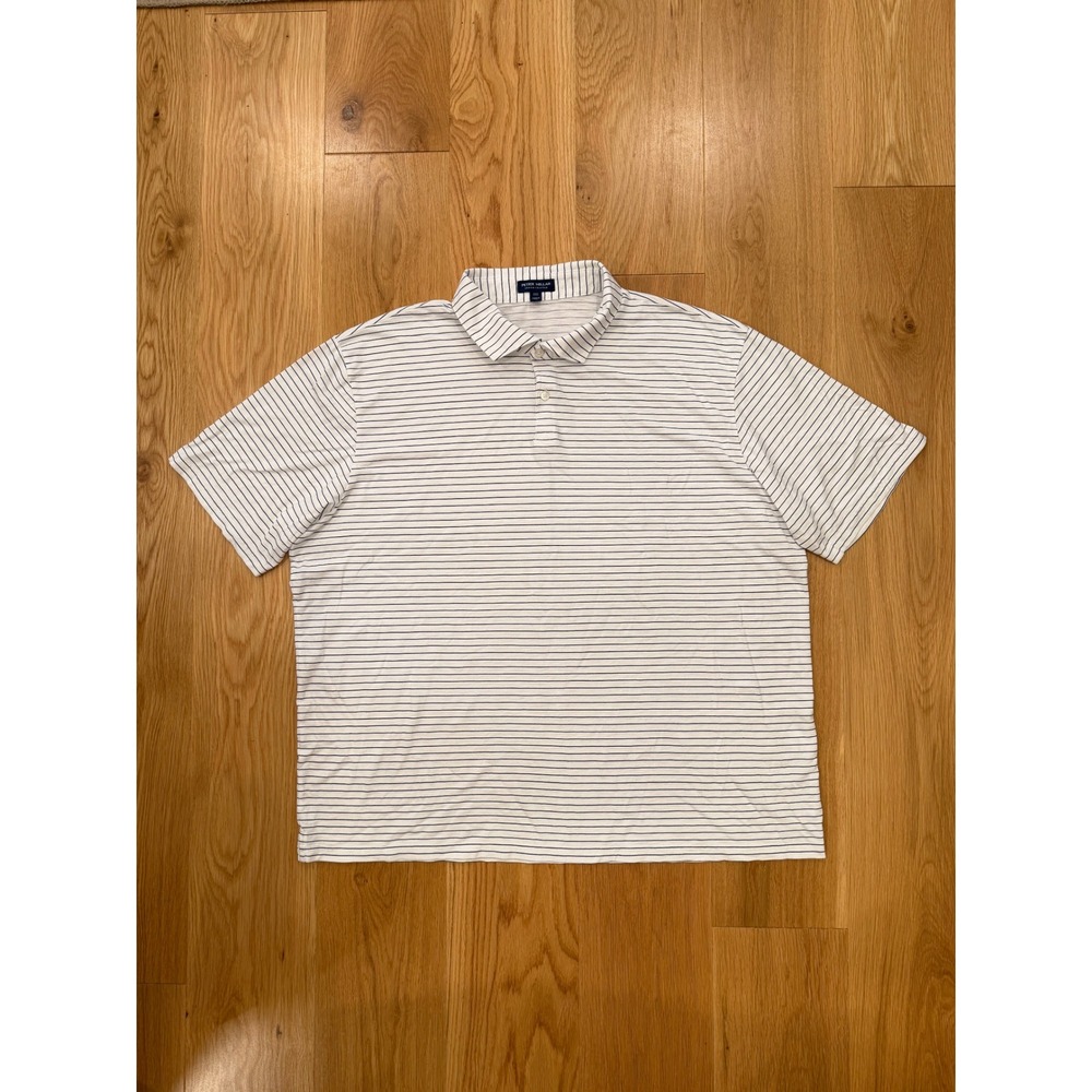 Peter Millar Journeyman Navy Stripe Short Sleeve Pima Cotton Polo XXL
